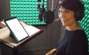 Narrator in a recording studio