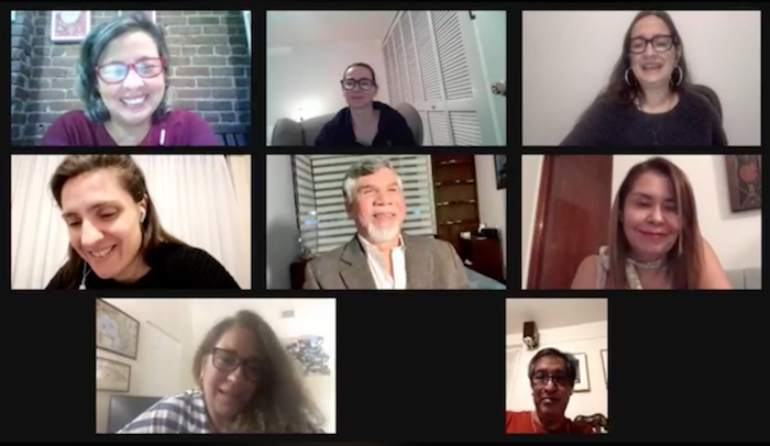 collage picture of the speakers and moderators, each one on a separate screen