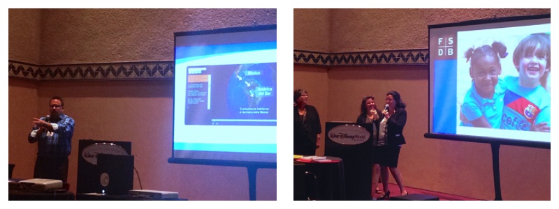 2 photo collage. Left picture, Jason. Right picture, Nancy and Betsy next to a screen that shows the picture of 2 kids.