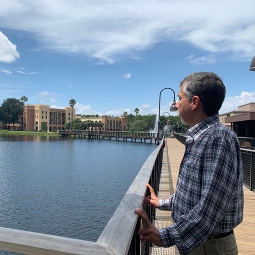 Dean on a wooden bridge