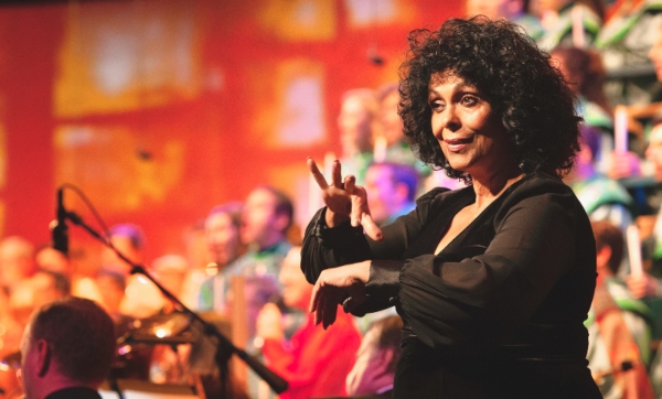 Angela interpreting at an event